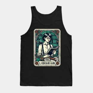 The Librarian Magician Reader Book Author Funny Tarot Pun Tank Top